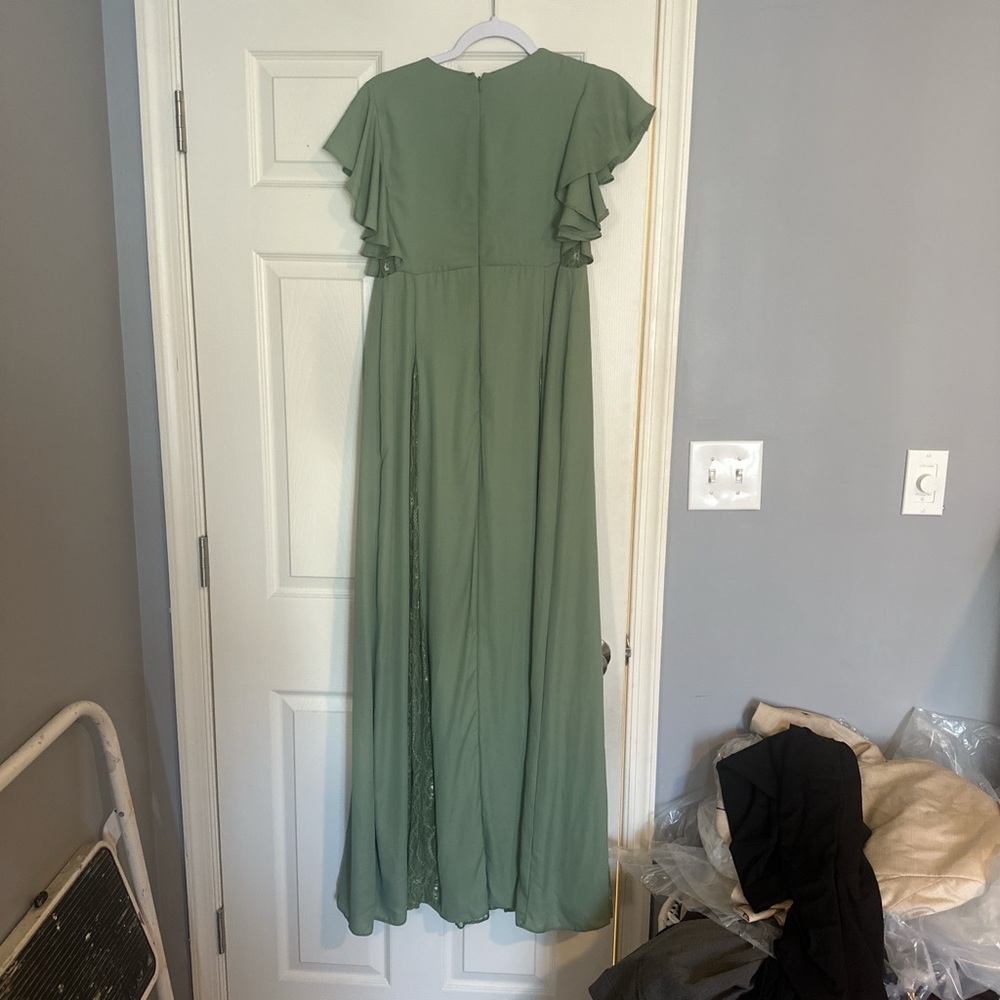 ASOS Maternity Green Maxi Dress with Ruffle Detail